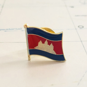 Pin Bendera Nasional Kamboja, Bros Kristal Epoksi Logam Enamel, Lencana Cat, Suvenir, Bros Kepribadian, Hadiah Kenang-kenangan - Product Image 1