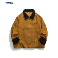 Veste de chasse rétro LAYENNE personnalisée en velours côtelé de haute qualité, col rabattu, style workwear, coton épais, couleurs contrastées