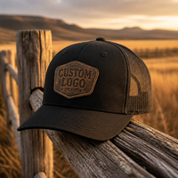 Casquette Trucker en Sergé de Coton à 6 Panneaux Personnalisée OEM de Haute Qualité pour Adulte, Vente en Gros, Casquette de Sport à Visière Courbe avec Logo en Cuir