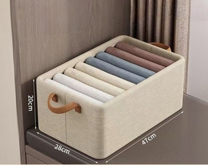 Collapsible Rectangular Modern Eco-Friendly Closet <b>Storage</b> <b>Box</b> Flexible Jeans Washable Fabric <b>Drawers</b> PP Handle 10-20L Bins - Product Image 5