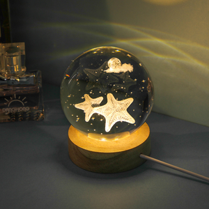 Ngày của Mẹ Món Quà Biển Sâu Loạt 3D Khắc LED Ánh Sáng Ban Đêm Thủ Công Pha Lê Bóng Trang Trí Phát Sáng Bằng Gỗ Cơ Sở Pin-Powered - Product Image 5