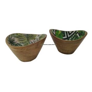 ไม้ตกแต่งคลื่นชามชุดของ2สำหรับการให้บริการข้าวโพดคั่ว,ผัก,สลัดปั่น,พาสต้า - Product Image 1