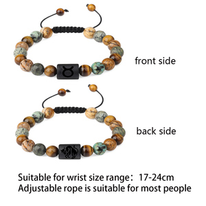 Braccialetto dell'Amicizia in Pietra Naturale Intrecciata <span class=keywords><strong>con</strong></span> 12 Segni Zodiacali e Perline in Agata per Donne e Uomini - Product Image 4