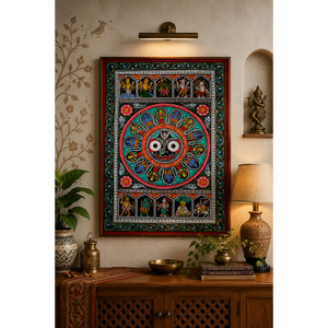 Décoration murale d'intérieur pour salon, motif Dashavatara et Jagannath Pattachitra - Origine Orissa - Product Image 2