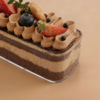Conteneur en PS transparent en gros pour tiramisu, boîte à tiramisu pour mousse, gâteau et pain, stockage alimentaire, présentoir à gâteaux