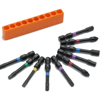 Paquet de 12 embouts carrés de 1/4 po-Jeu d'embouts carrés en acier S2 de qualité supérieure Têtes magnétiques Jeu de boîtiers de forets carrés (long 65mm et tige hexagonale)
