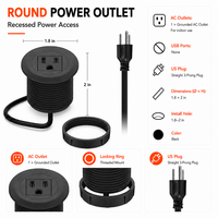 Stopkontak Listrik Bulat Single Outlet Power Hub, Soket Ekstensi Terpasang Rata untuk Meja, Mobil, Meja Kerja, Sofa