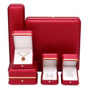 Boîtes <span class=keywords><strong>de</strong></span> <span class=keywords><strong>rangement</strong></span> pour bijoux en cuir <span class=keywords><strong>de</strong></span> luxe sur mesure ADELI PACKING FSC, vente en gros, rouge, pour bagues, pendentifs, colliers <span class=keywords><strong>de</strong></span> perles, boîte cadeau pour bijoux - Product Image 1