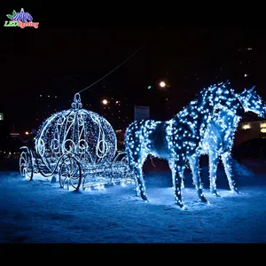 Lampu Natal motif 3D akrilik labu kuda dekorasi kereta lampu luar ruangan kota dekorasi raksasa led motif lampu