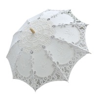 Parapluie artisanal en dentelle, parapluie de princesse en tissu de coton brodé au crochet, pour la danse, la décoration de mariage, ou comme parasol, parapluie en dentelle blanche