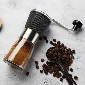 Offre Spéciale moulin à café manuel en acier inoxydable en verre facile à utiliser de grande capacité