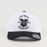 Groothandel Gestructureerde 5-Panel Katoenen Zwarte Baseballpetten met Aangepaste Borduurlogo, A-Frame 5-Panel Tweekleurige Letter Baseballcap