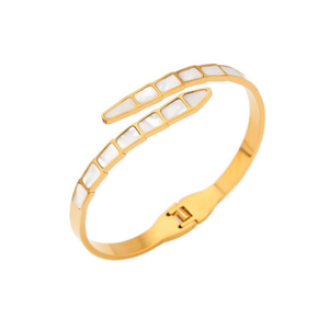 Bracciale a fascia regolabile in acciaio inossidabile placcato oro - Product Image 1