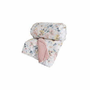 Couette matelassée double taille Queen Dalya rose poudré 195x215 cm en coton et velours avec garnissage en soie pour l'été et l'hiver, idéale pour les hôtels - Product Image 2