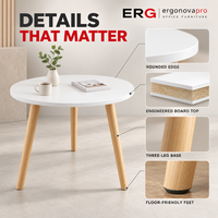 Bureau d'ordinateur rond moderne avec plateau en MDF et base à trois pieds pour la maison, l'étude et les petits bureaux