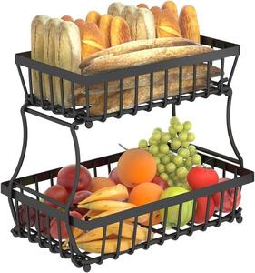 Cesta de frutero personalizada de fábrica, soporte para alimentos y verduras, de 2 niveles de encimera cesta de frutas, cesta de alambre para frutas y verduras - Product Image 6