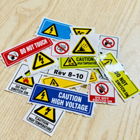 Autocollants d'avertissement personnalisés en vinyle imperméable découpés à la forme, étiquettes de sécurité adhésives sur feuille pour panneaux de commande d'équipements