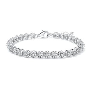 Pulsera de Tenis Clásica Redonda de Plata de Ley Chapada en Platino, Oro Blanco de 18K y Moissanita Grado D 3.5CT18CM Unisex de Moda - Product Image 1