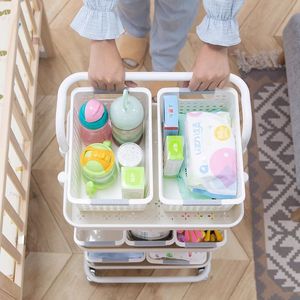 Baby Storage Rack 3 Tier With Wheels Movable <b>Trolley</b> For Nursery Organization - Product Image 1