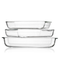 LINUO Fabricant de gros Casseroles en verre borosilicaté Plaque de cuisson en verre Cuisine Ustensiles de cuisson en verre Plat de cuisson