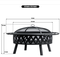 Brasero extérieur de 42 pouces en fer forgé noir, style ferme, sans fumée, pour le camping, avec écran anti-étincelles