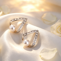 Boucles d'oreilles clous rondes en perles d'eau douce blanches de qualité supérieure, en argent S925, tendance unisexe