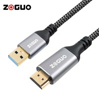 ZOGUO USB3.0 a HDMI Cable carcasa de aluminio nailon trenzado soporte Full HD 1080P comparable para monitor de televisión REPRODUCTOR DE DVD