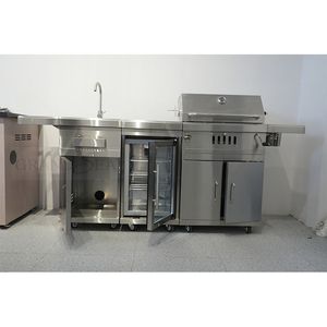 Meubles de cuisine extérieure haut de gamme à 4 brûleurs avec barbecue, en acier inoxydable SS304, grille composite, <span class=keywords><strong>bac</strong></span> à graisse <span class=keywords><strong>et</strong></span> pieds réglables - Product Image 3