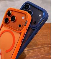 Étui de téléphone de luxe avec support magnétique pour objectif et film, compatible iPhone 18 17 15 14 13 12 11 Pro Max 16 Plus, avec cordon et charge sans fil, transparent