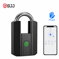Cerradura Inteligente SJJ TTLock Anodizada Cuadrada con Huella Dactilar, Candado Electrónico sin Llave de Aleación de Zinc, IP67 Impermeable, con Palanca Única para Puerta