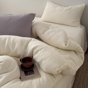 Parure <span class=keywords><strong>de</strong></span> lit en <span class=keywords><strong>coton</strong></span> doux à double couche, couleur unie, fil froissé, sur mesure, vente en gros, <span class=keywords><strong>grand</strong></span> <span class=keywords><strong>drap</strong></span> <span class=keywords><strong>de</strong></span> lit/ensemble ajusté - Product Image 1