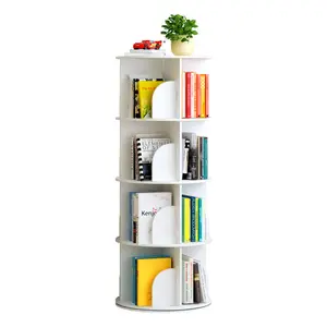 流行现代风格书柜木质简单书架复古木质塑料板360度旋转书架