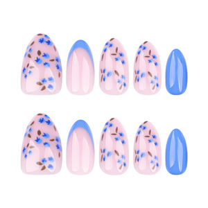Conception JP3711 livraison rapide 24 pièces/boîte amande courte avec motif de <span class=keywords><strong>myrtille</strong></span> conception couverture complète presse sur les ongles - Product Image 5