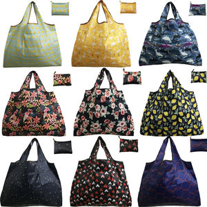 Sac de courses pliable en tissu polyester personnalisé, sac de courses pliable avec impression de logo, sac de courses réutilisable en nylon - Product Image 6