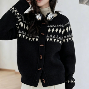 <span class=keywords><strong>Cardigan</strong></span> Elegante Vintage <span class=keywords><strong>Nero</strong></span> in Maglia per <span class=keywords><strong>Donna</strong></span>, Top in Maglia a Maniche Lunghe per Uso Quotidiano |   Personalizzazione Accettata, Realizzato Secondo il Tuo Modello - Product Image 1