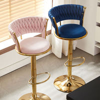 Barhocker Großhandel Drehbar Hoher Tisch Restaurant-Möbel Luxuriöser Moderner Leder-Küchenhocker Goldener Metall-Barhocker