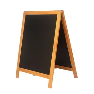 A Frame Sign Trade Show Poster Stand Wood Sidewalk Chalk Display Sign Blackboard Square Foldable Advertisement Chalkboard
