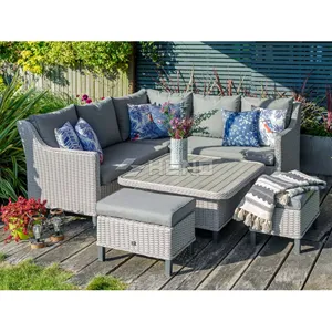 Canapés d'extérieur en osier pour balcon, terrasse et jardin, avec foyer au propane et housse en maille, certifiés, à prix abordable, style <span class=keywords><strong>Londres</strong></span> - Product Image 3