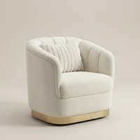 Fauteuil pivotant modulaire capitonné de luxe moderne en tissu/cuir avec pieds en acier inoxydable doré pour appartement, hôtel, usage domestique