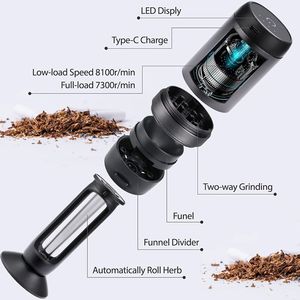 Customizable Portable 500mAh Black Rechargeable <strong>Rolling</strong> Grind Tobacco Dry Flowers <strong>Leaves</strong> Tea Electric Herb Grinder - Product Image 3