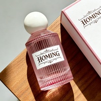 Flacon de parfum en verre rose rayé, 30 ml, 50 ml, 100 ml, nouveau design, flacon de parfum rond de luxe avec couleurs variées