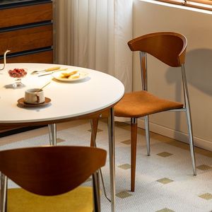Scandinavian Minimalist Upholstered <b>Dining</b> <b>Chair</b> Solid Wood Metal Frame Designer Creative <b>Chair</b> Adult Use - Product Image 4