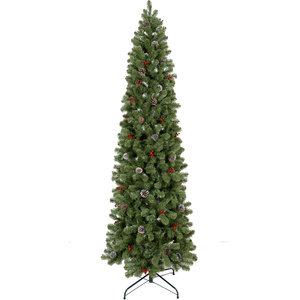 Decoración del hogar 7,5 Ft Pre Lit Pe Pvc Árbol de Navidad verde para decoración Navidad Pe Tree Holiday - Product Image 1
