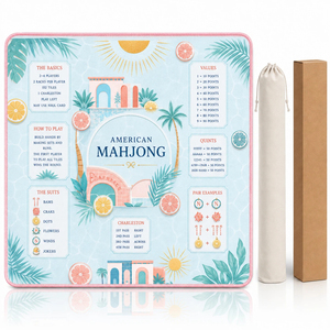 Tapis de Mahjong Américain Esthétique Bleu Menthe Agrumes Tropicaux, Housse de Table Antidérapante et Imperméable avec Guide des Règles pour Jeux de Cartes - Product Image 2