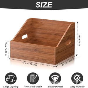 Boîte de rangement vintage en bois pour disques vinyles, boîte de rangement de bureau pour vinyles, CD et autres supports. - Product Image 2