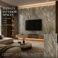 Plaque PVC UV MORLENX texture marbre beige taupe 4x8ft haute brillance pour rénovation murale de villas et espaces commerciaux