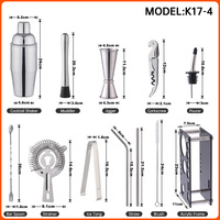 Kit de Barman Professionnel en Acier Inoxydable, Shaker 700ml, Ensemble d'Outils de Bar, Support en Acrylique Direct Usine pour la Création de Cocktails