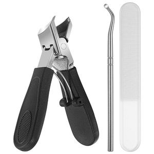 Coupe-cuticules anti-éclaboussures en acier inoxydable, ensemble de coupe-ongles avec manche en plastique, outil d'élimination des peaux mortes et de la kératine - Product Image 1