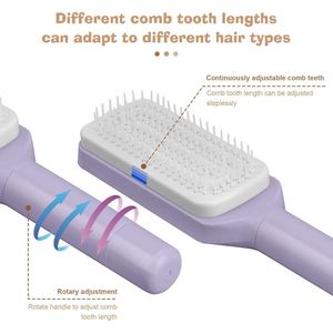 Custom Private Label Hair Extensions Detangler Scalp Massage <b>Brush</b> Detangling Hairbrush Rotary Handle Self Cleaning Hair <b>Brush</b> - Product Image 4