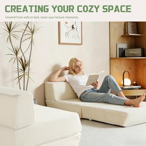 3-in-1 Folding <b>Sofa</b> <b>Bed</b> Convertible Sleeper Chair with Removable Back Pillow & Handle Washable Cover Solid Foam Fold Out Home - Product Image 2
